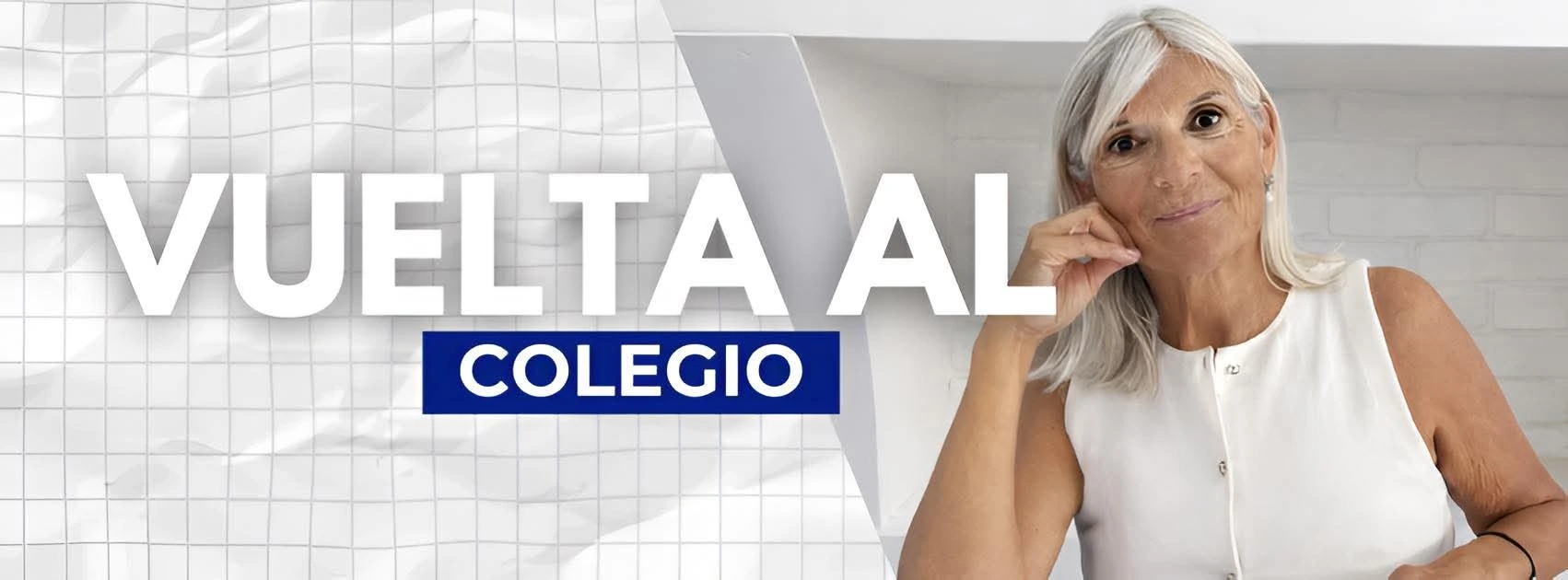 Gráfica de Le Totón para la vuelta al colegio, con una mujer sentada junto al texto de campaña